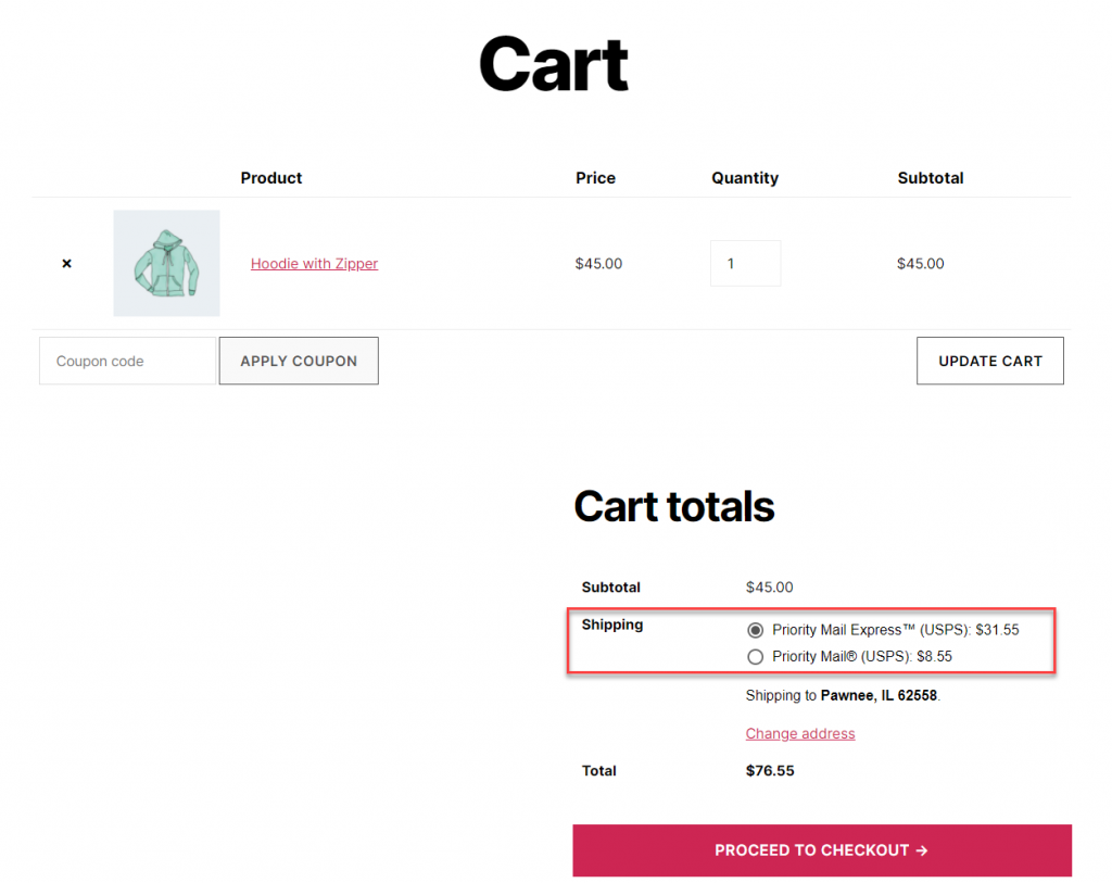 WooCommerce shipping classes