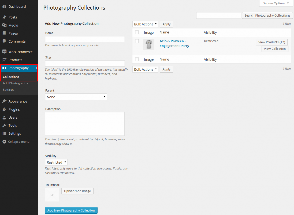 WooCommerce Photography Site