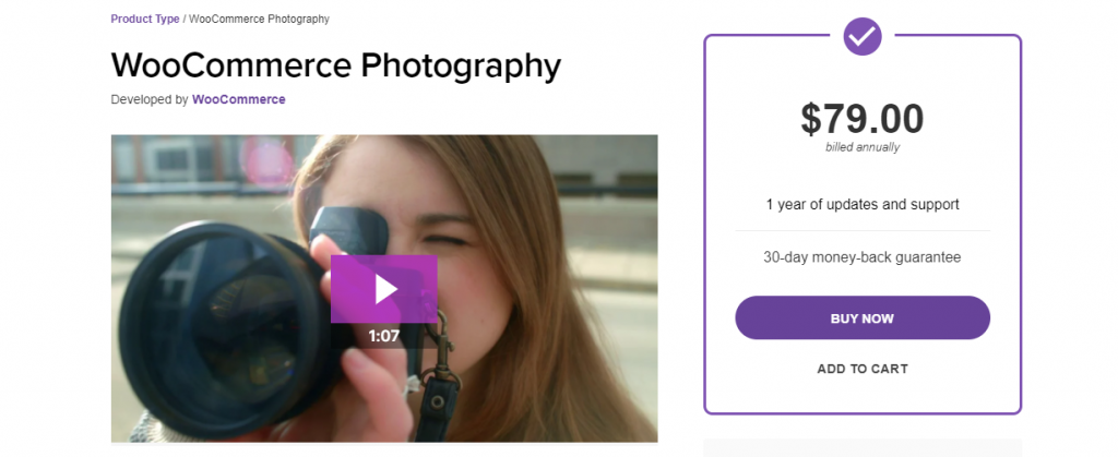 WooCommerce photography site