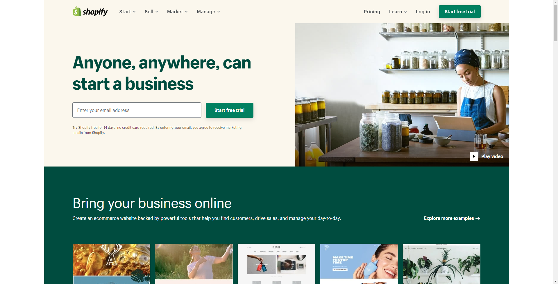 Shopify website