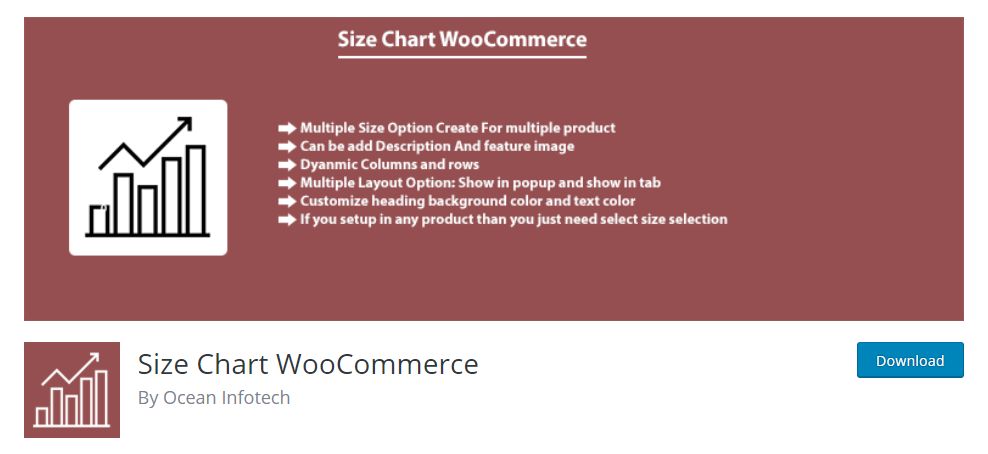 WooCommerce Product Size Chart