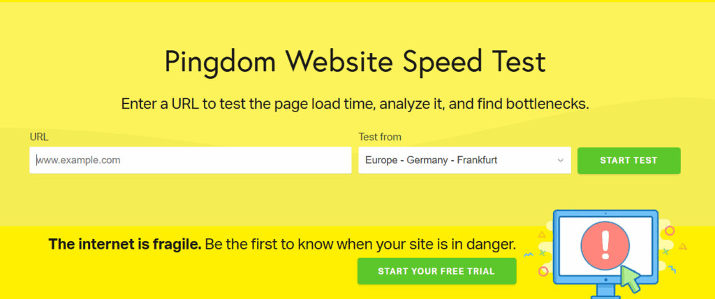 Pingdom Website Speed Test Tools