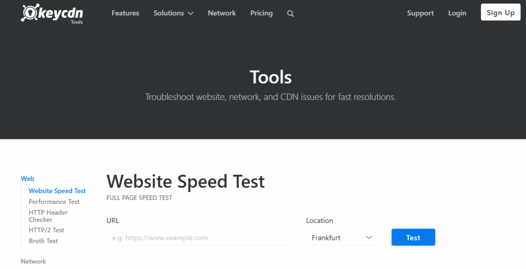 KeyCDN Website Speed Test Tools
