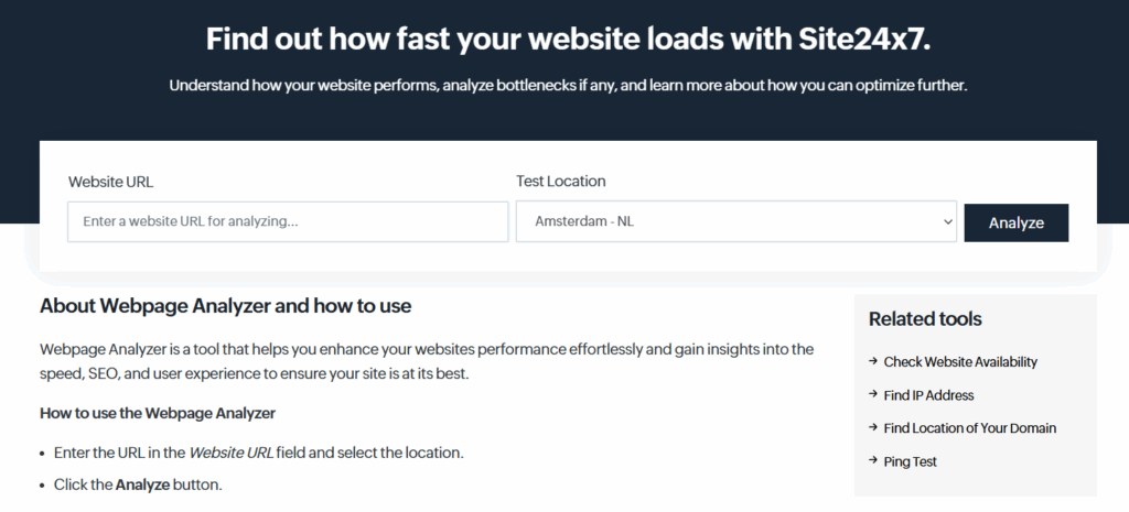 Site24x7 Website Speed Test Tools