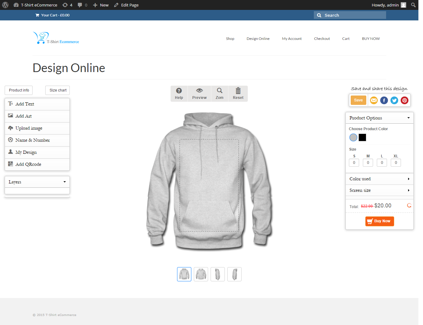 Product info. WOOCOMMERCE products Designer.