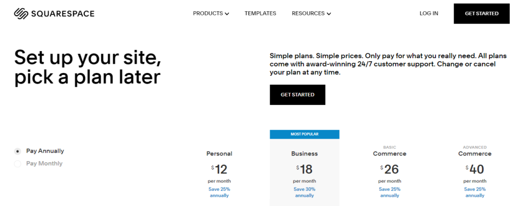 squarespace monthly cost