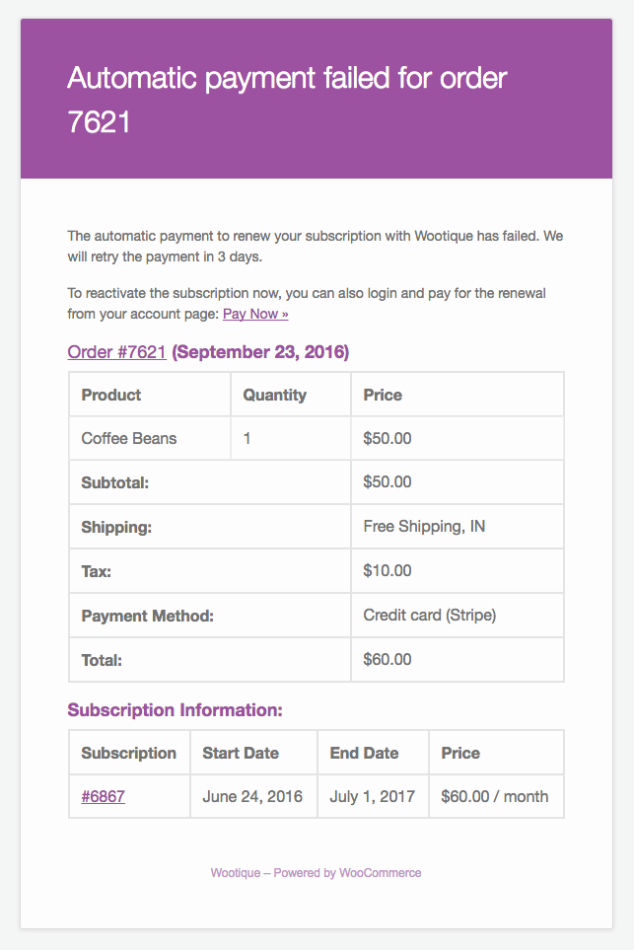 WooCommerce Subscriptions | Triggers Automatic Emails