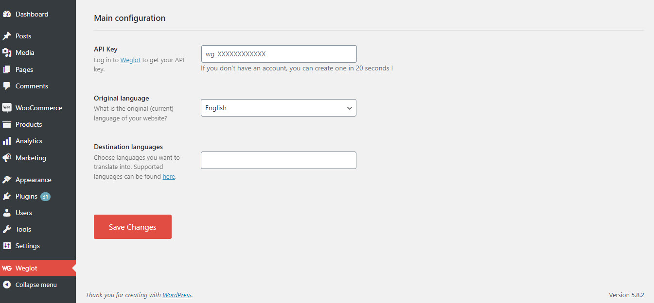 Main configuration - LearnWoo