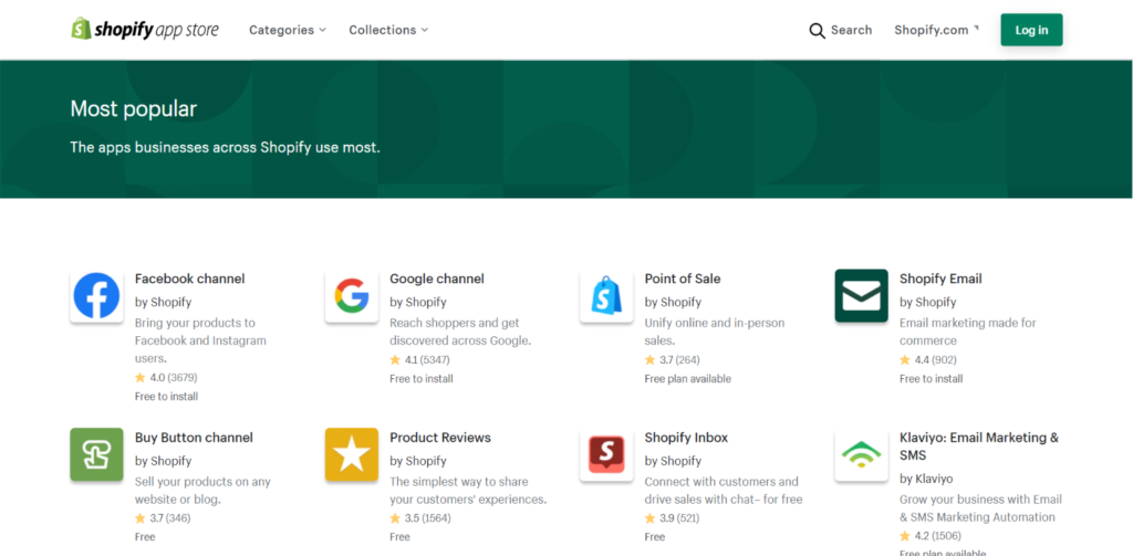 Shopify app store.