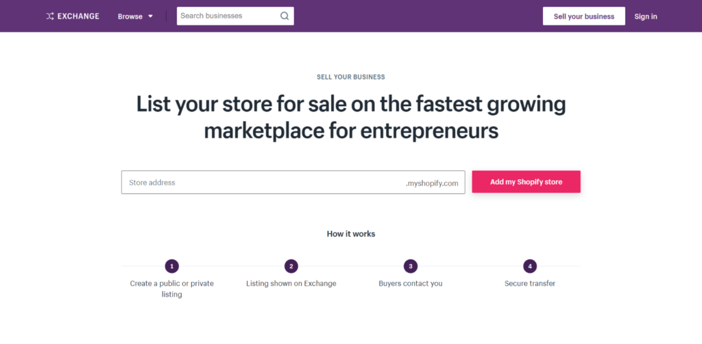 Exchange Marketplace 'selling' page.