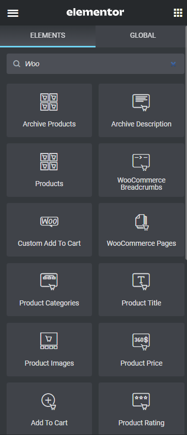 Important Shop page widgets by Elementor pro.