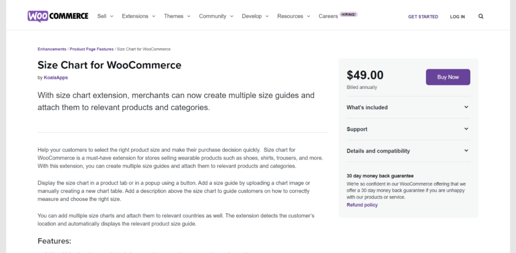 Size Chart for WooCommerce