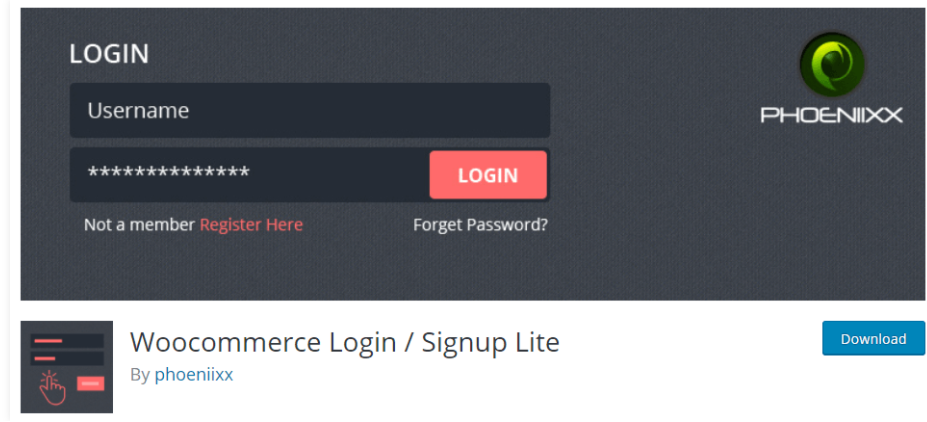 WooCommerce Login/Signup lite plugin.