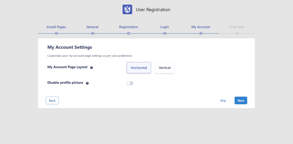 User Registration my account.