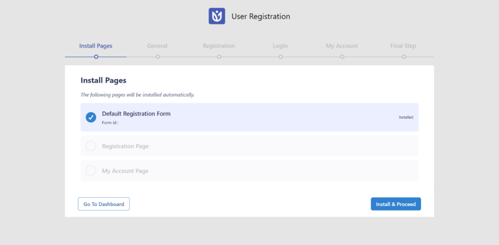 User Registration form.