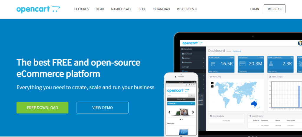 OpenCart | open source eCommerce platforms - أفضل منصات تجارة إلكترونية