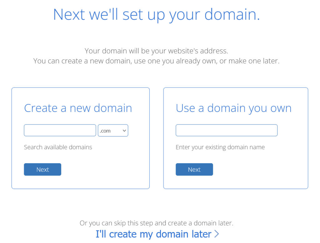 Creating your domain with Bluehost