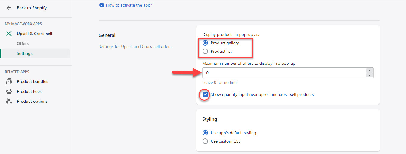 General settings of the app - LearnWoo