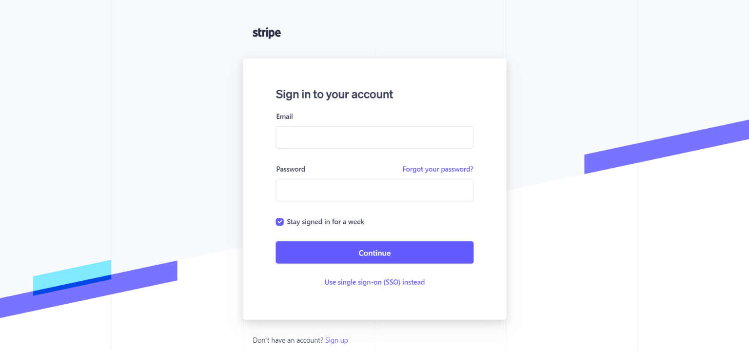 Log into your Stripe account
