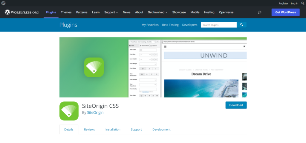 Site Origin CSS plugin