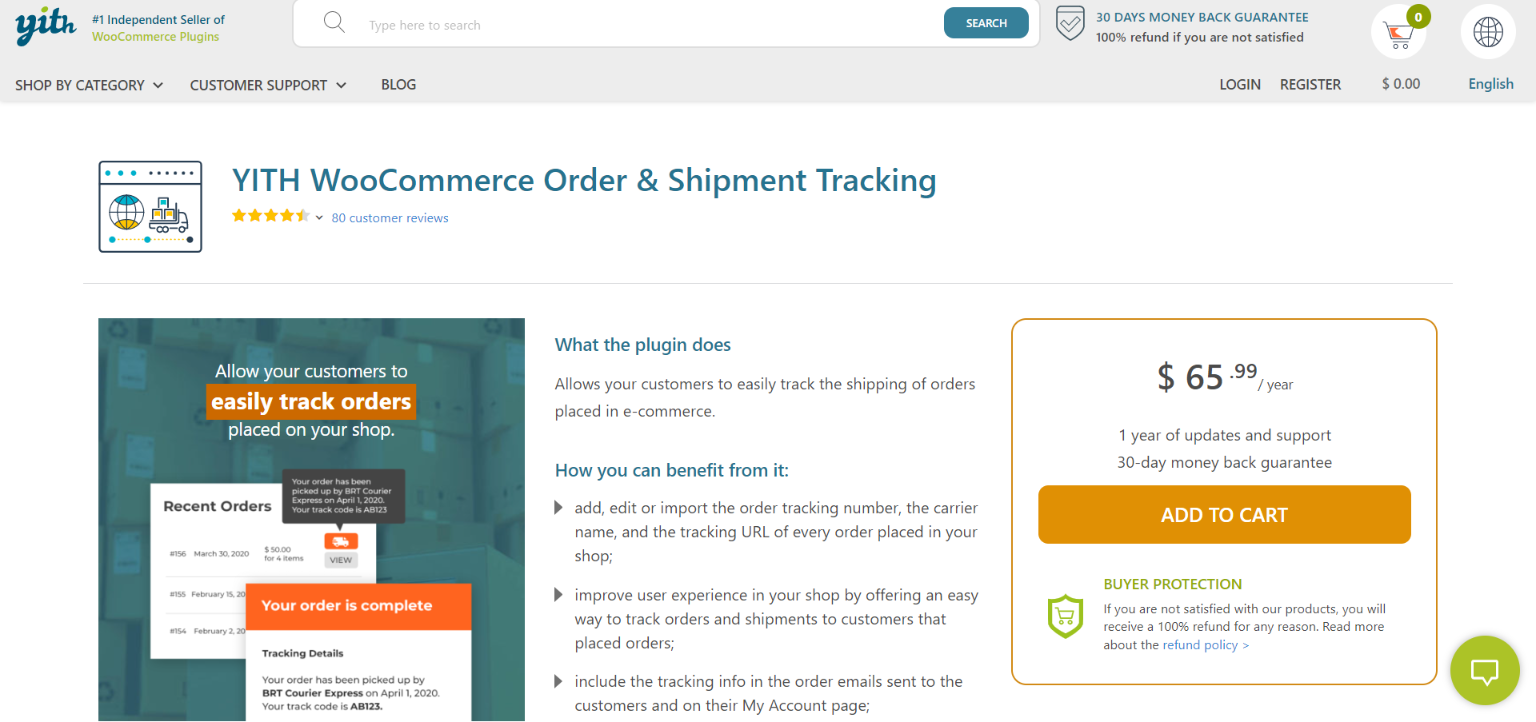 YITH WooCommerce Order Tracking plugin