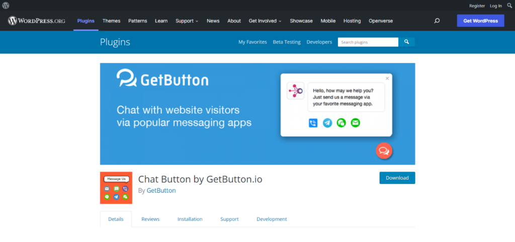 Chat Button By GetButton.io plugin