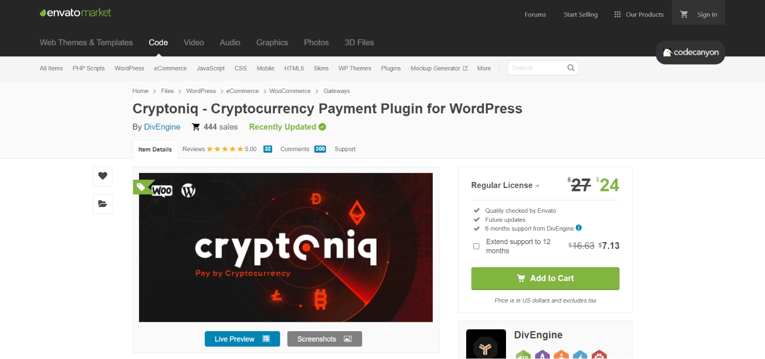 Cryptoniq Crypto Gateway plugin