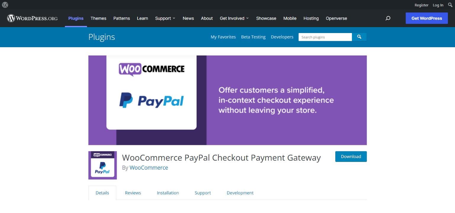 PayPal Checkout by WooCommerce plugin