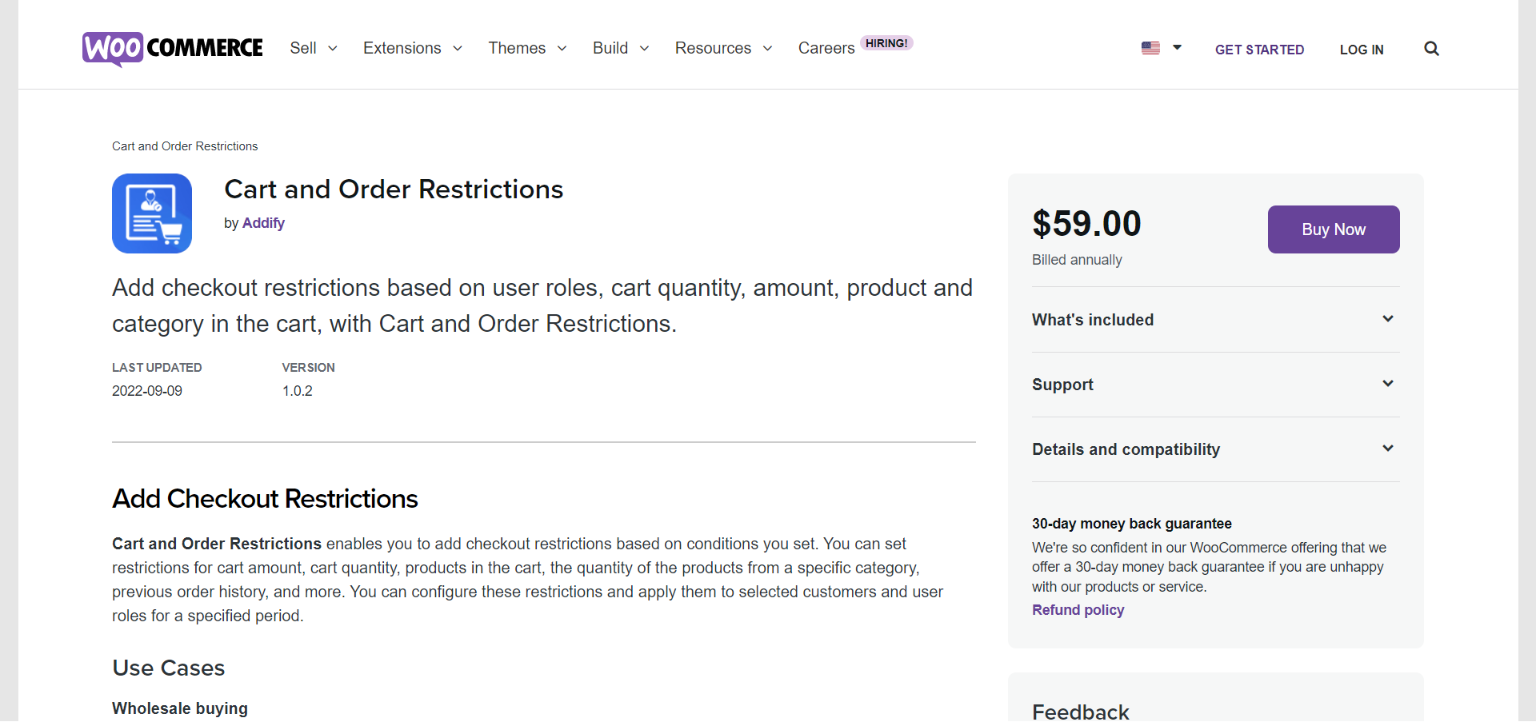 Cart and Order Restrictions
