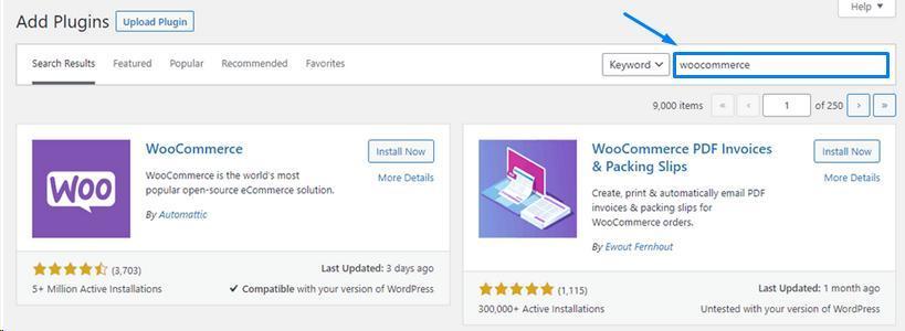 Get to WordPress and add WooCommerce