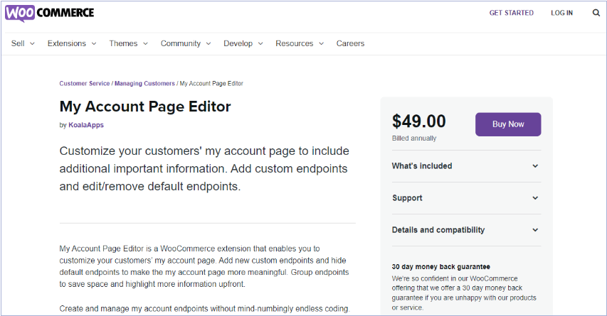 WooCommerce My Account Page Editor