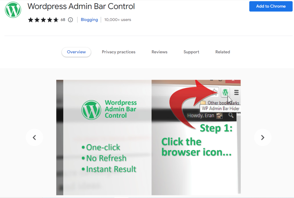 WordPress Admin Bar Control for Google Chrome