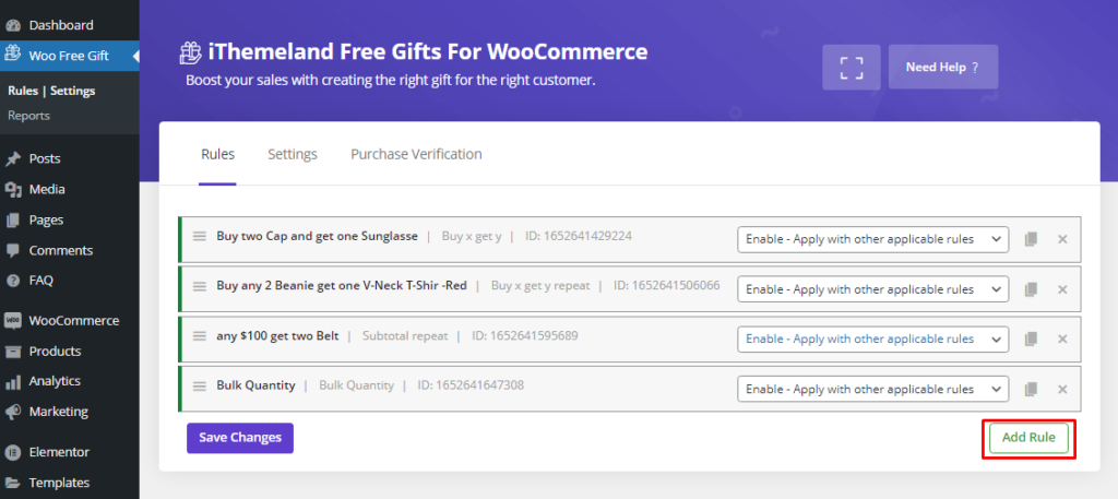 Buy X get Y free gift using iThemeLand Free Gifts For WooCommerce Plugin