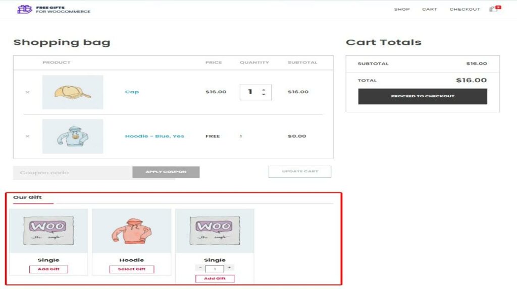 Buy X get Y free gift using iThemeLand Free Gifts For WooCommerce Plugin