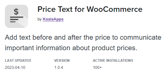 Price Text for WooCommerce