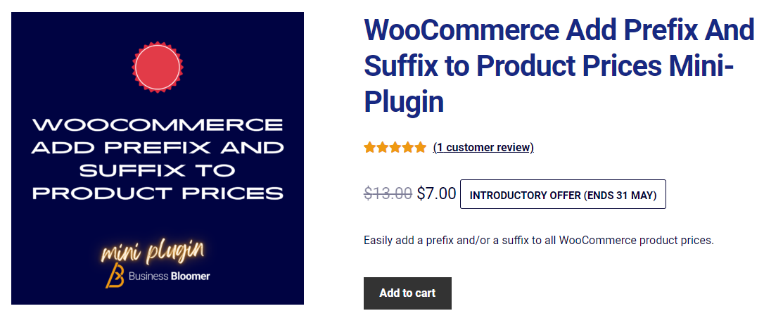 WooCommerce Add Prefix And Suffix to Product Prices Mini-Plugin