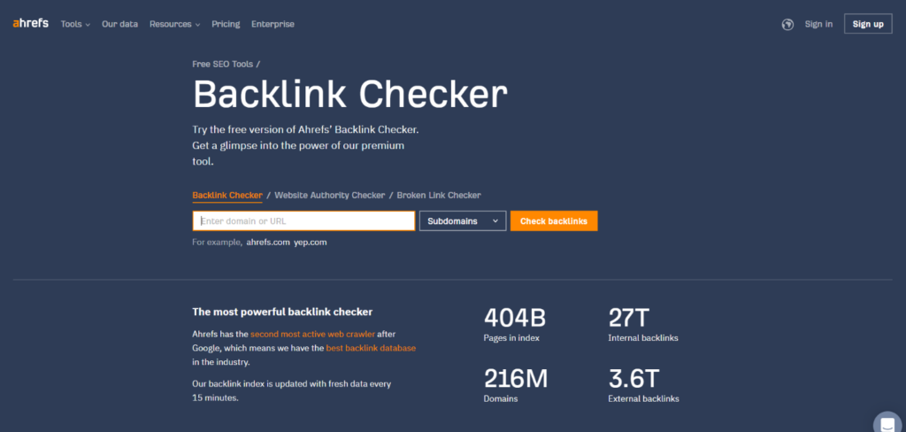 ahrefs backlink checker