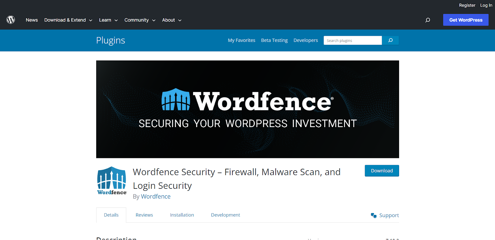 5. Wordfence Security: Firewall, Malware Scan, And Login Security plugin