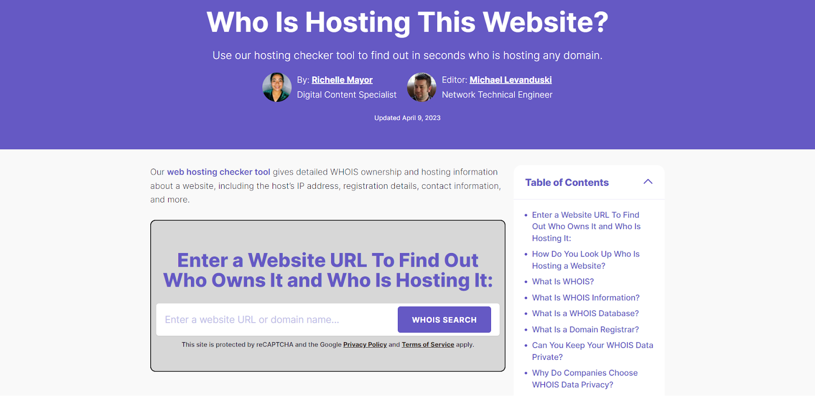 Utilize tools like "Who Is Hosting This Website?"
