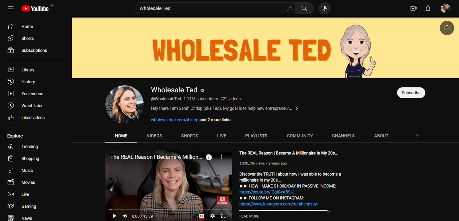 Wholesale Ted's YouTube channel