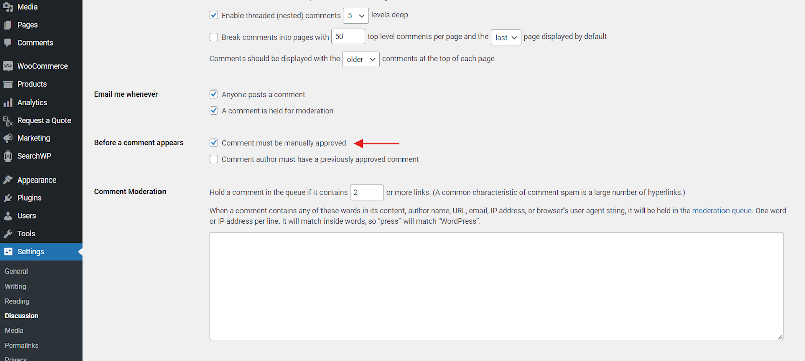 Implement Comment Moderation using the Before a comment appears setting