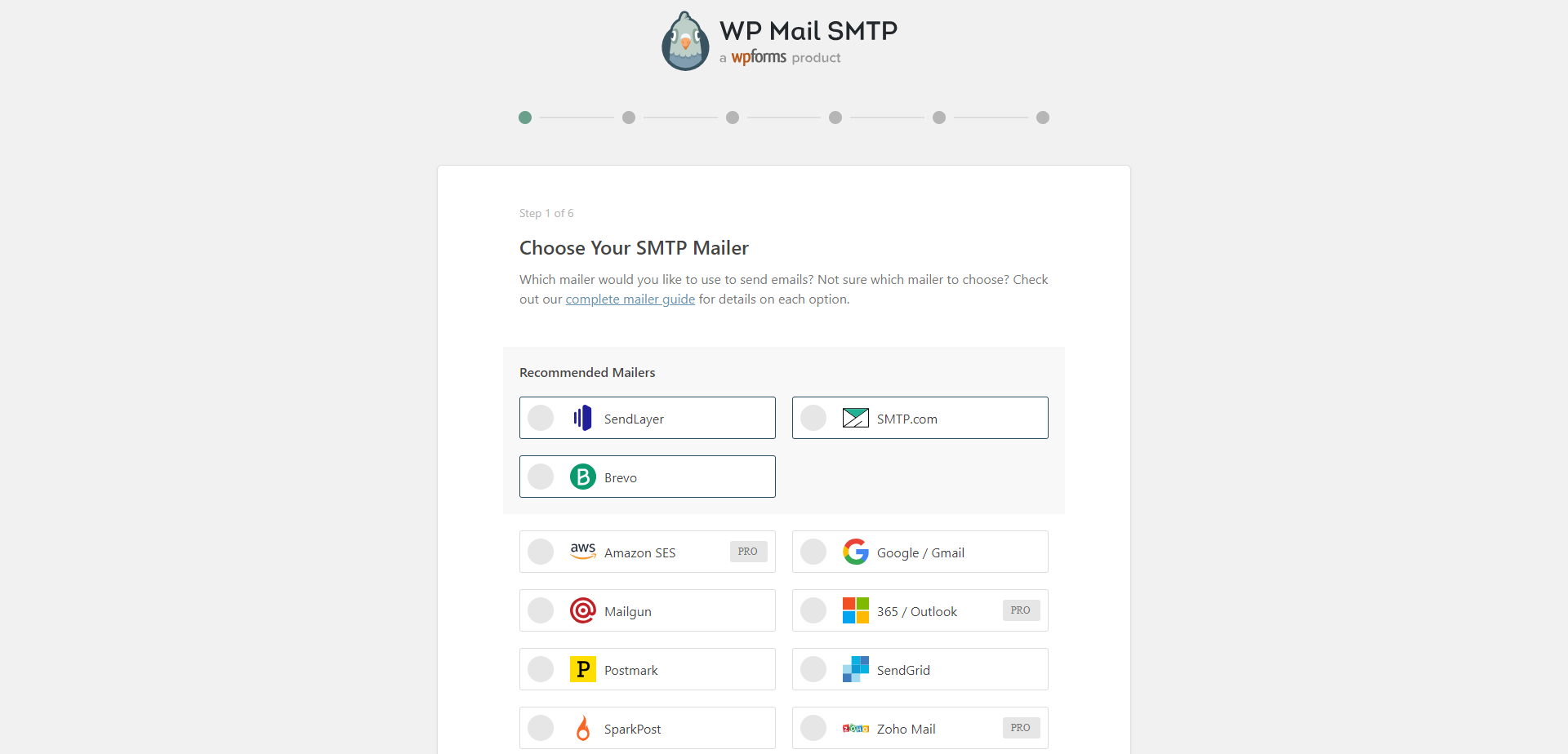 Choose the SMTP mailer