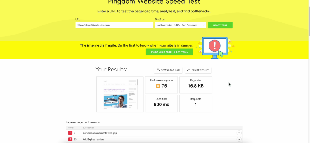 speed test after cache optimizing