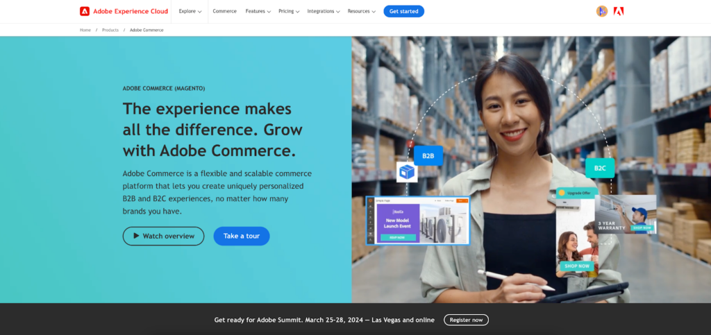 Adobe Commerce homepage