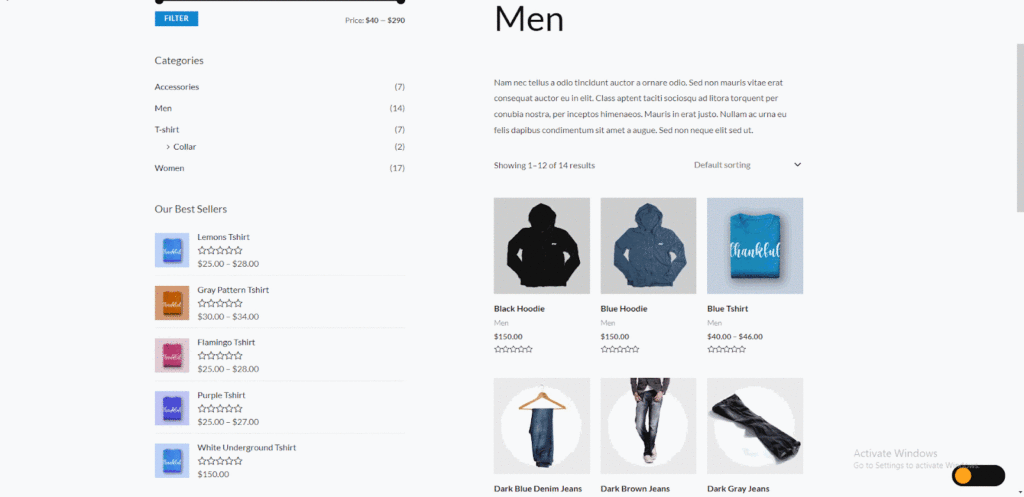 Men's apparel shown