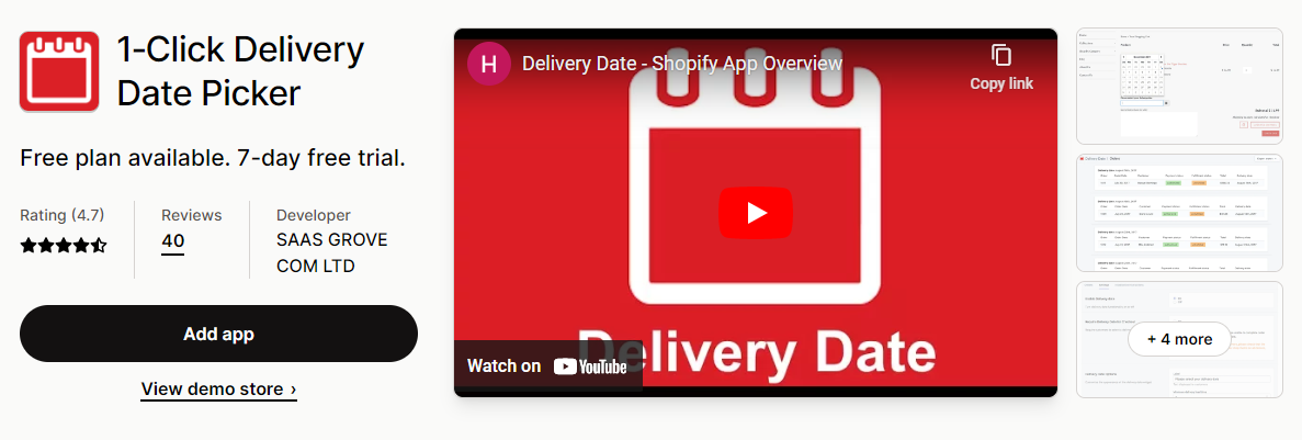 1-Click Delivery Date Picker