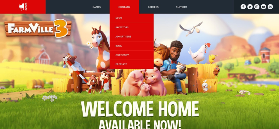 FarmVille homepage