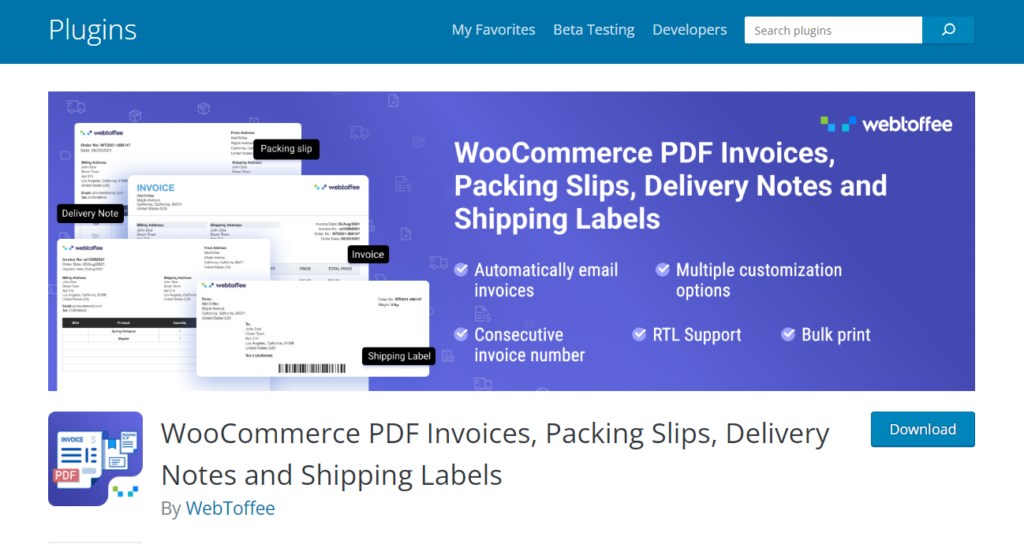 woocommerce pdf invoices