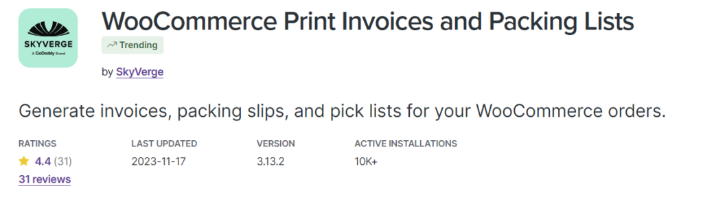 print invoices plugin