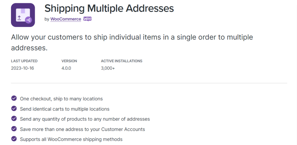 shippping multiple addresses plugin